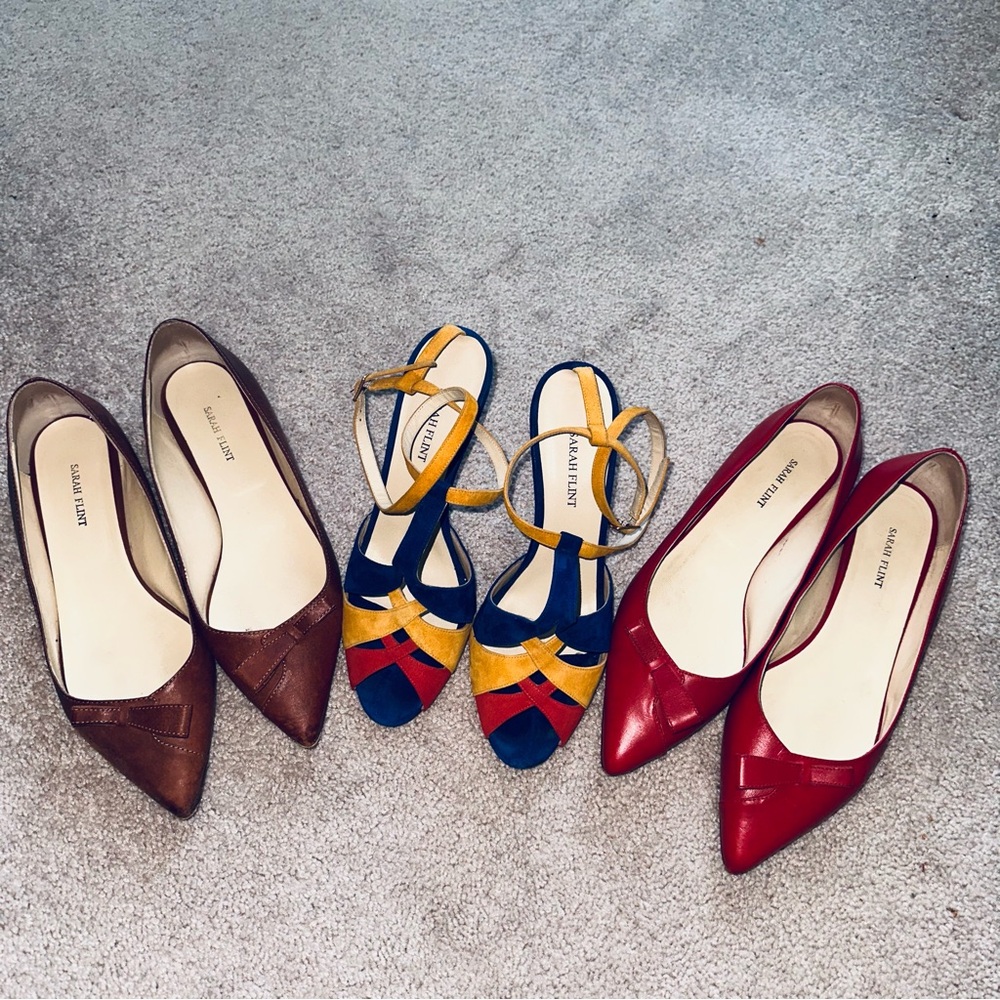 3 Pairs of Sarah Flint Heels - Brown, Multicolor, Red